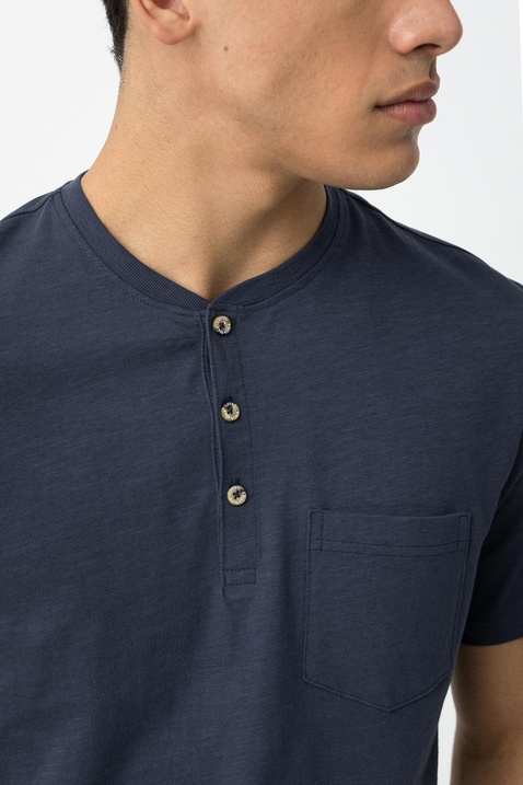 Niebieski T-Shirt TIFFOSI Brian 10043676_773 z guzikami i kieszonką