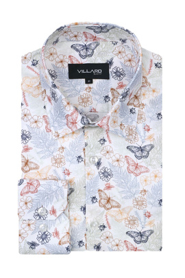Biała Koszula w Motyle i  Kwiaty  VILLARO K038DSA