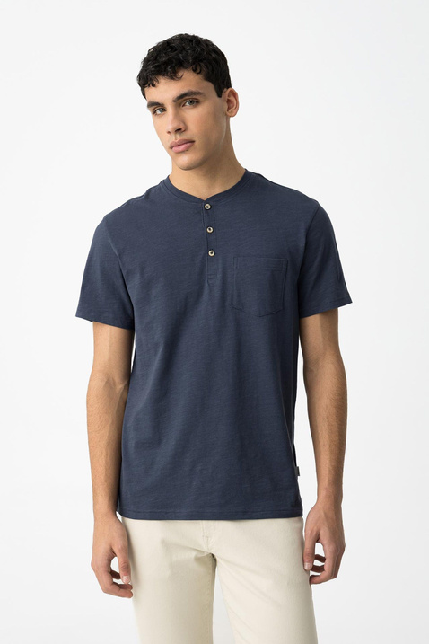 Niebieski T-Shirt TIFFOSI Brian 10043676_773 z guzikami i kieszonką