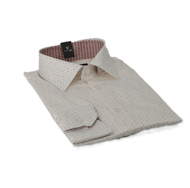 Beżowa Koszula w kropki VILLARO K077DSL
