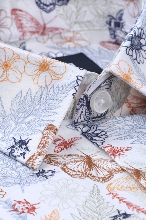 Biała Koszula w Motyle i Kwiaty VILLARO K038DSA