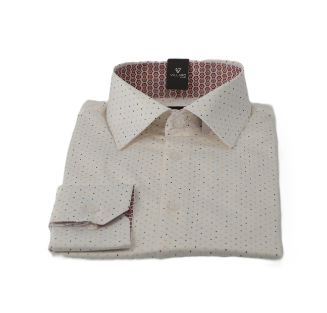 Beżowa Koszula w kropki VILLARO K077DSL