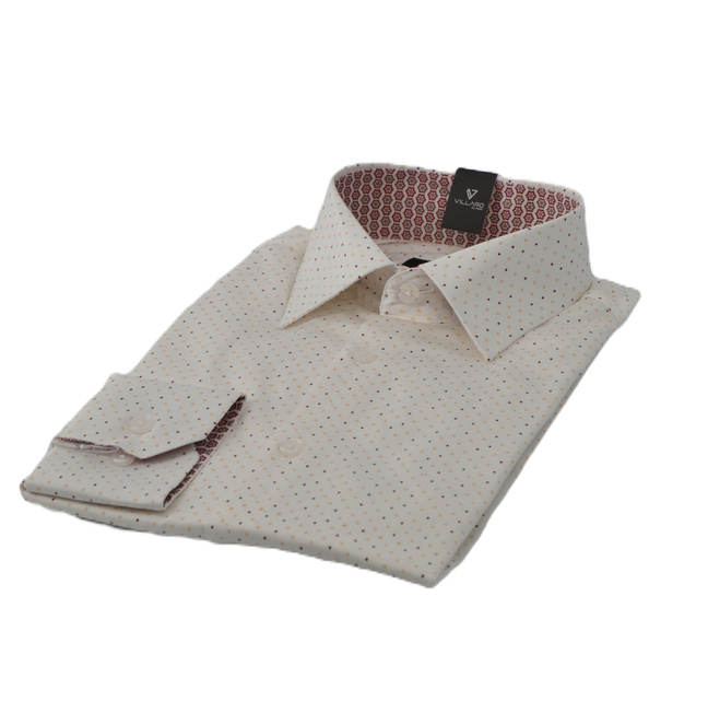 Beżowa Koszula w kropki VILLARO K077DSL