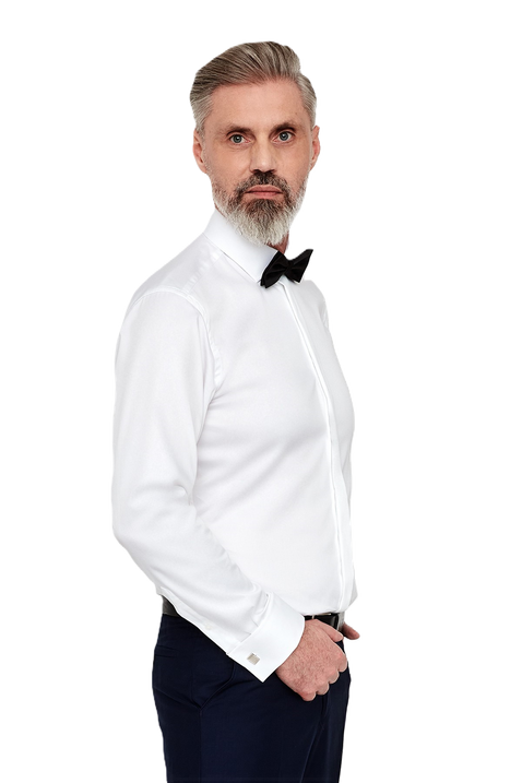 Biała koszula na spinki Villaro 063DSL